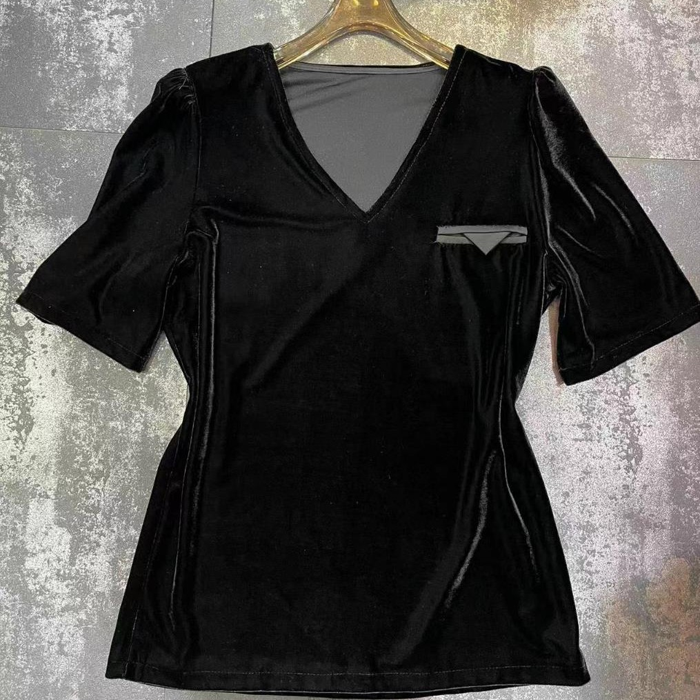（现货）2025早秋新款丝绒V领左兜吐舌半袖715 6322