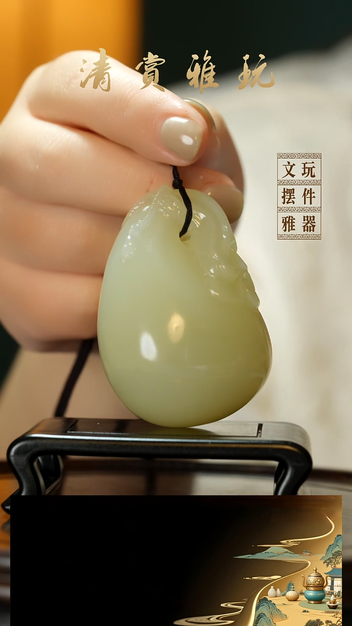 玉《富得流油》手把件摆件