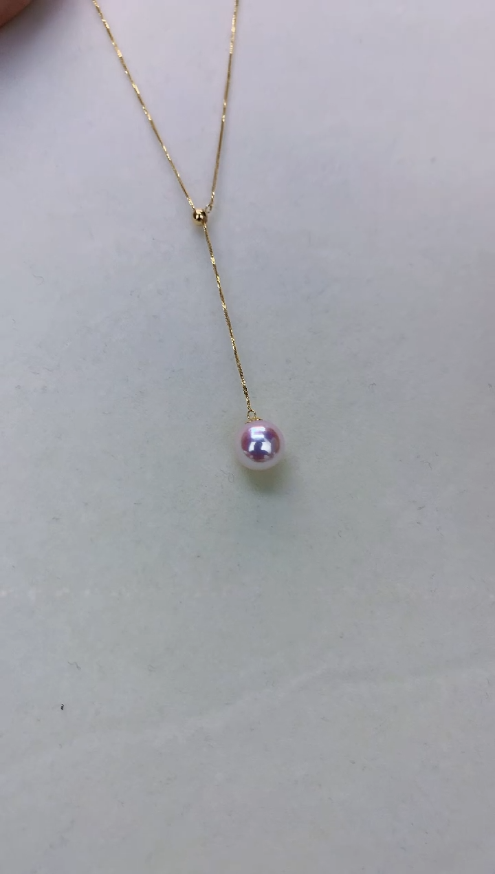 18K金镶嵌海水珍珠DA GD013 8-8.5 天女Y字链