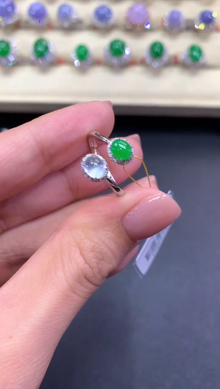 【闪购商品】翡翠戒指18K金镶嵌a71多样性一件发货