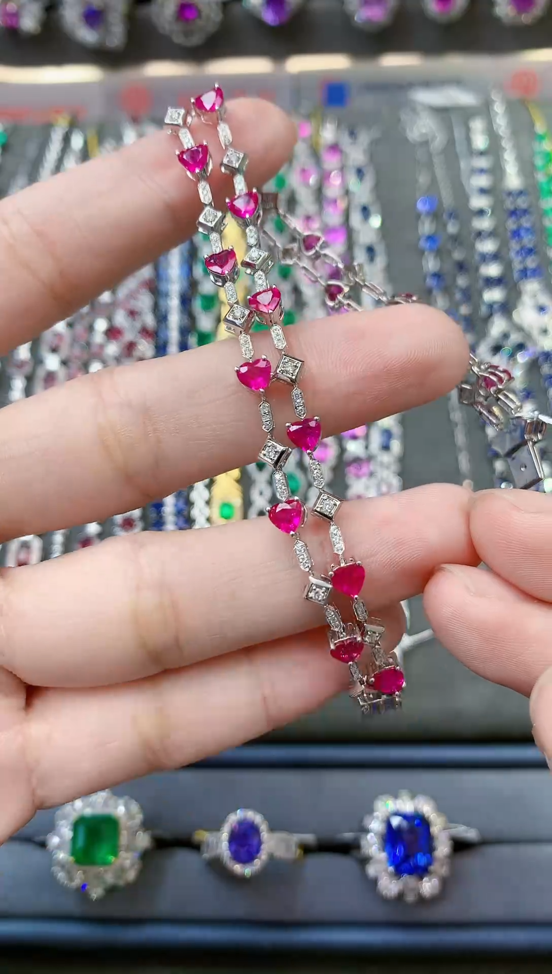 【闪购商品】彩色蓝宝石手链18K金镶嵌缅甸1