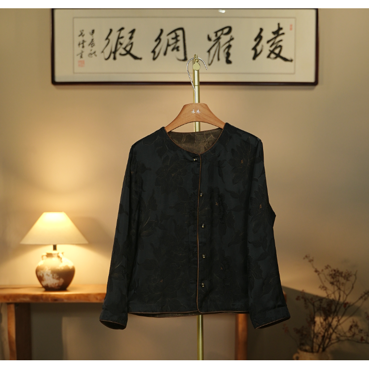 【秋月春风-香云纱外套】新中式重工香云纱外套0605