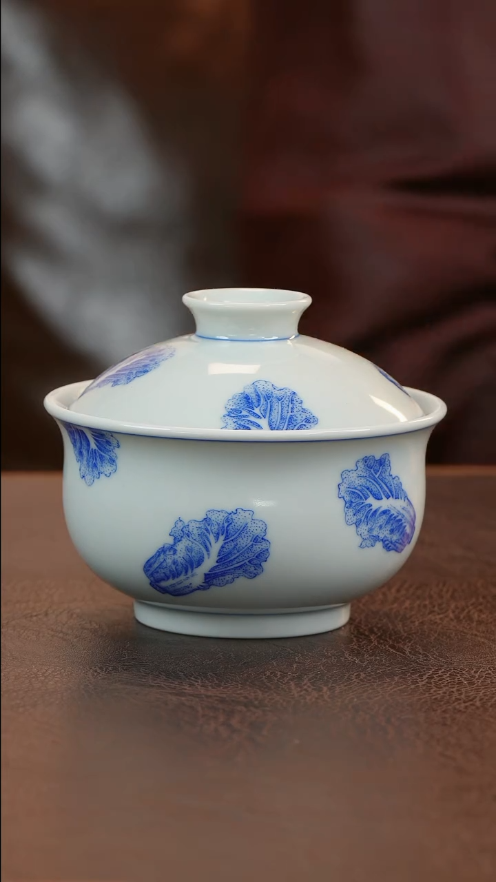 【闪购商品】青山赋白菜盖碗陶瓷