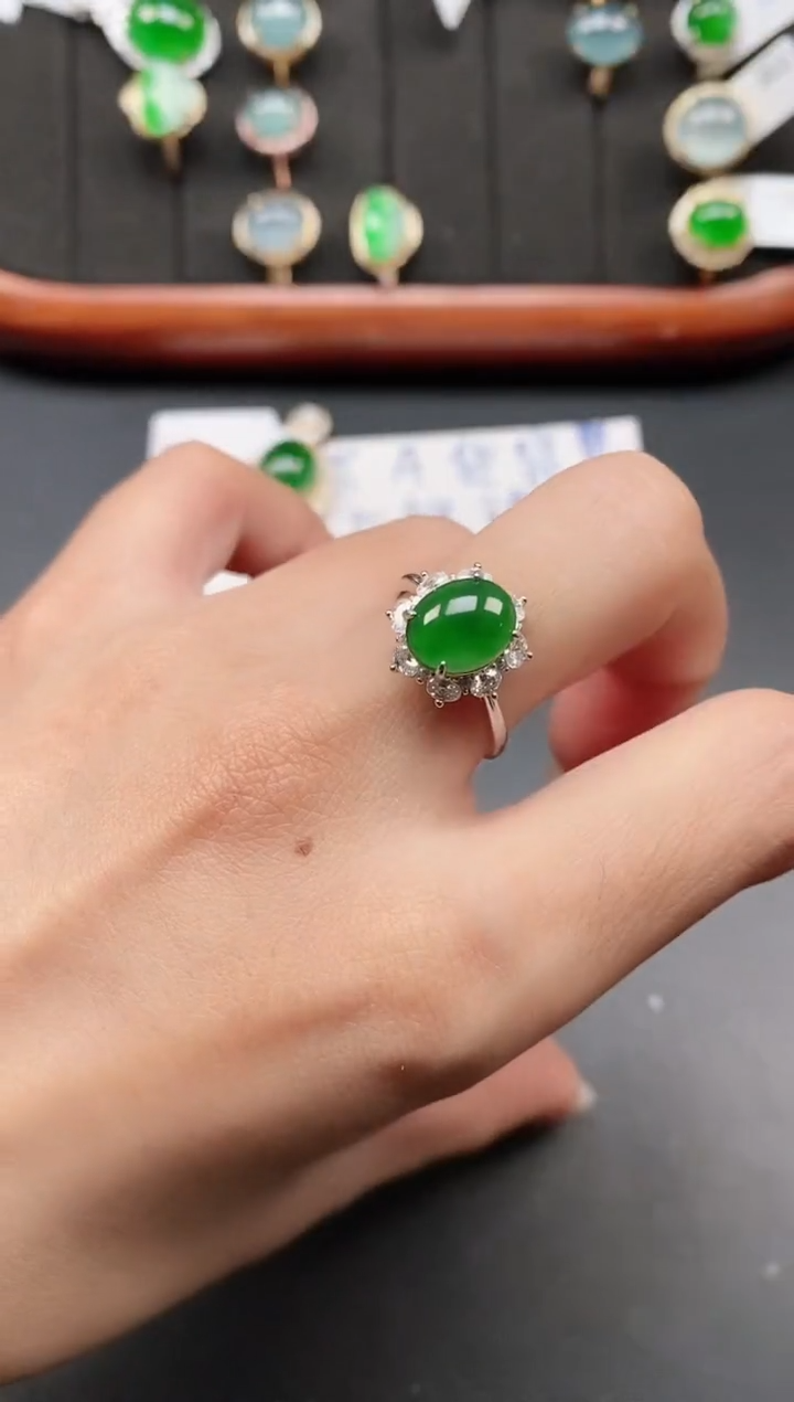 银S925镶嵌戒指翡翠111111