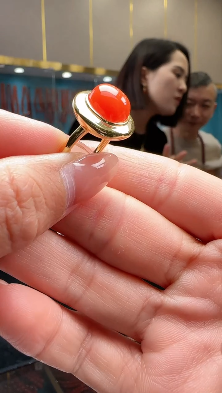 【闪购商品】南红玛瑙戒指银S925镶嵌蛋面戒指多样性发一