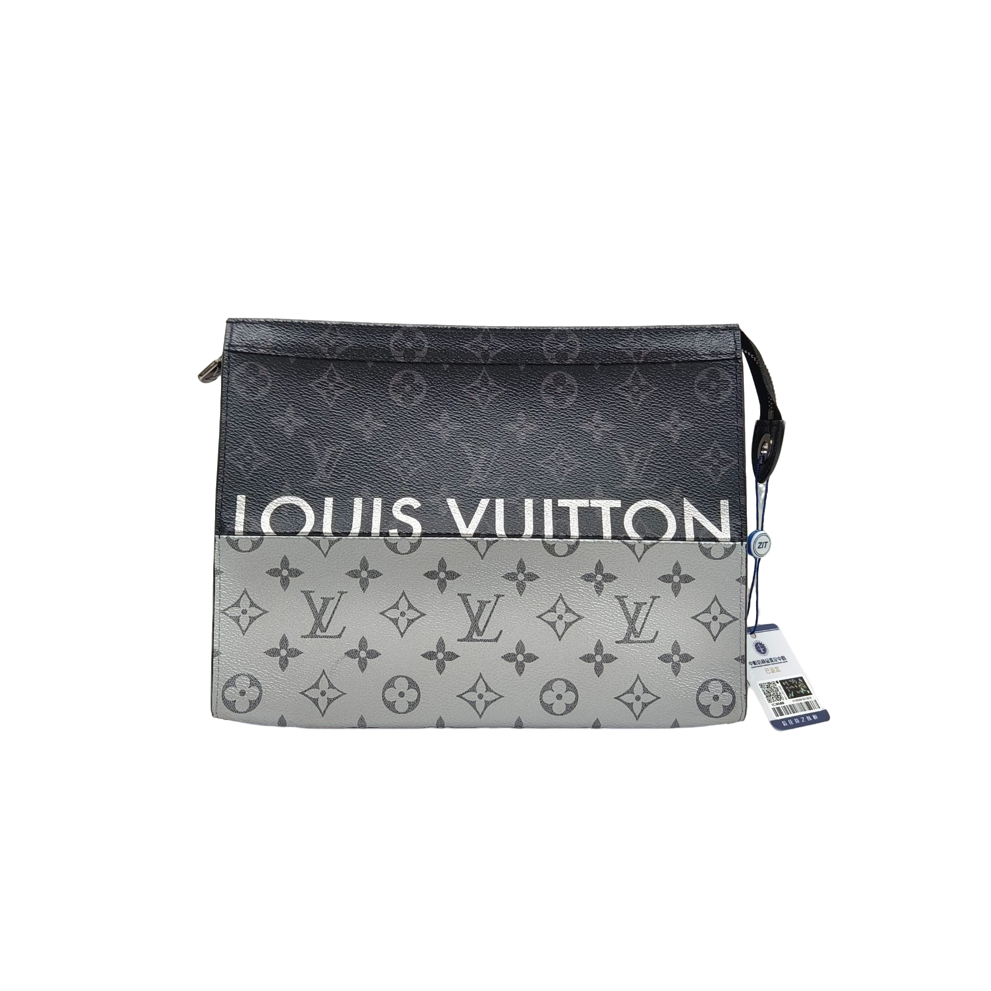 99新 LouisVuitton/路易威登 二奢男黑银老花拼接秀款洗漱包/0753