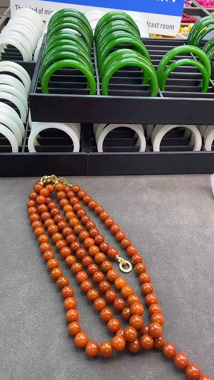 【闪购商品】翡翠项链银S925镀金镶嵌红翡项链