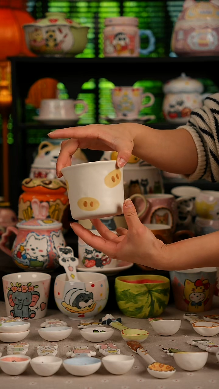 陶瓷无盖款景德镇高温釉下彩纯手绘创意瓷 默认微瑕 不退不换