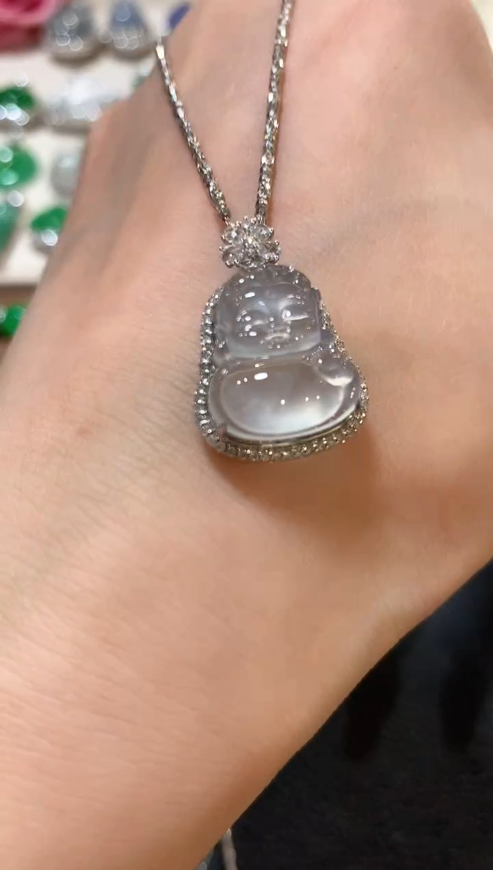 吊坠(不含链)18K金镶嵌翡翠z102  