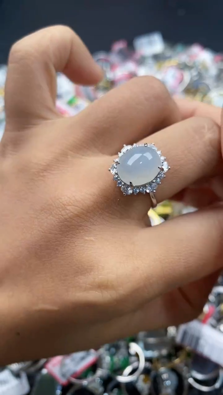 银S925镶嵌戒指翡翠111---2