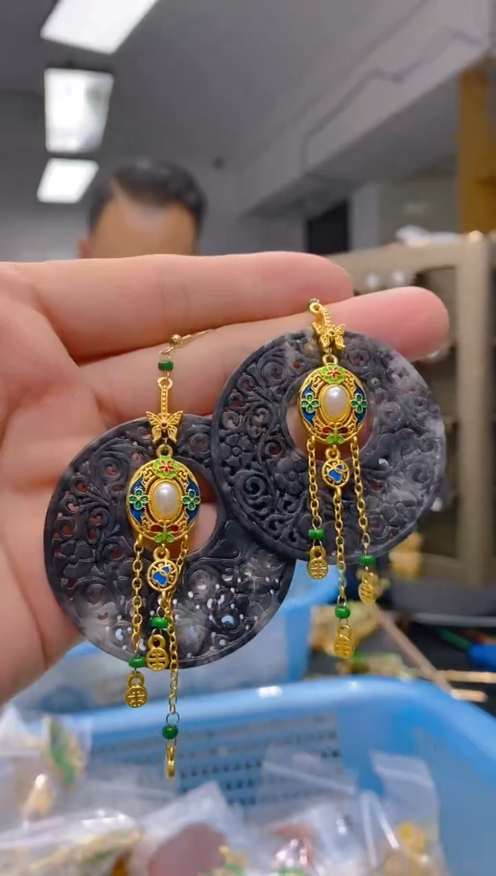 【闪购商品】翡翠耳饰合金212翡翠耳钩