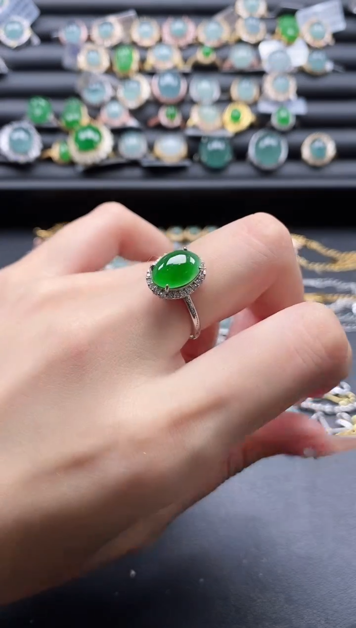 【闪购商品】翡翠戒指银S925镶嵌51511