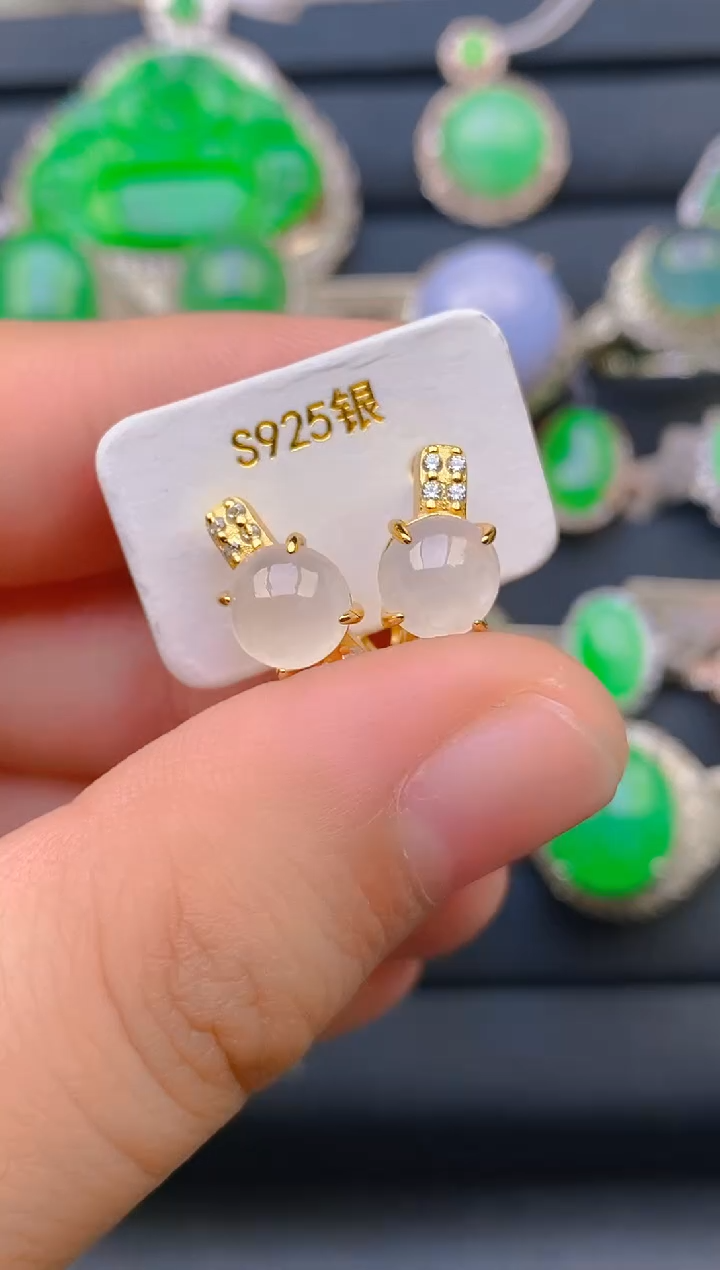 【闪购商品】翡翠戒指银S925镶嵌天然A货翡翠1