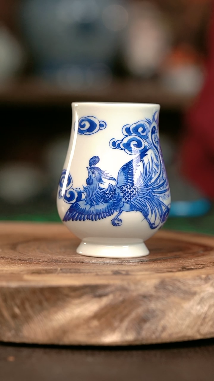 手绘手绘高温现代瓷 气  翠料单凤凯恩杯90c