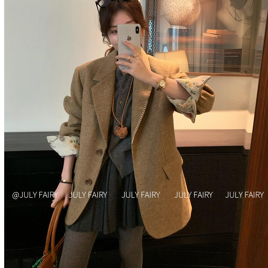  落日沙丘~经典小个子廓形羊毛粗花呢西装外套