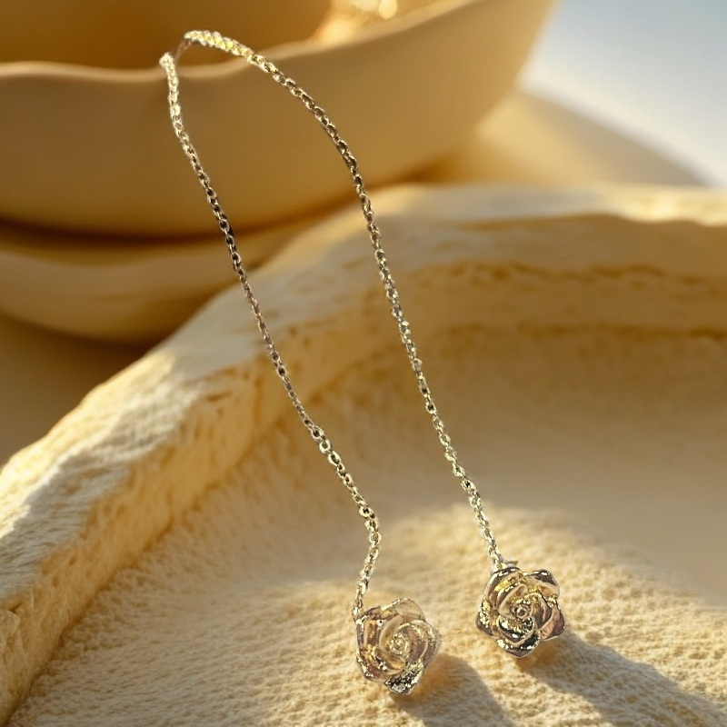 B-3072  时尚精工玫瑰花耳线  真金工艺 + 专柜礼盒