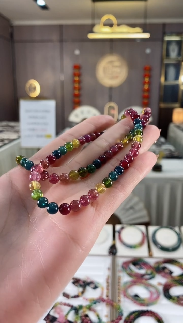 【闪购商品】碧玺三圈手串5mm+未镶嵌一物一证dan