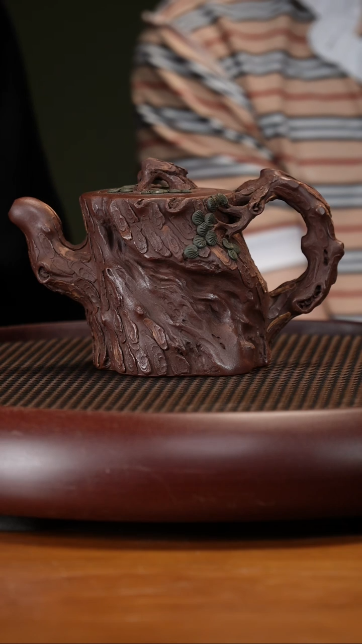 茶壶紫砂116CYL树桩 老紫泥340cc