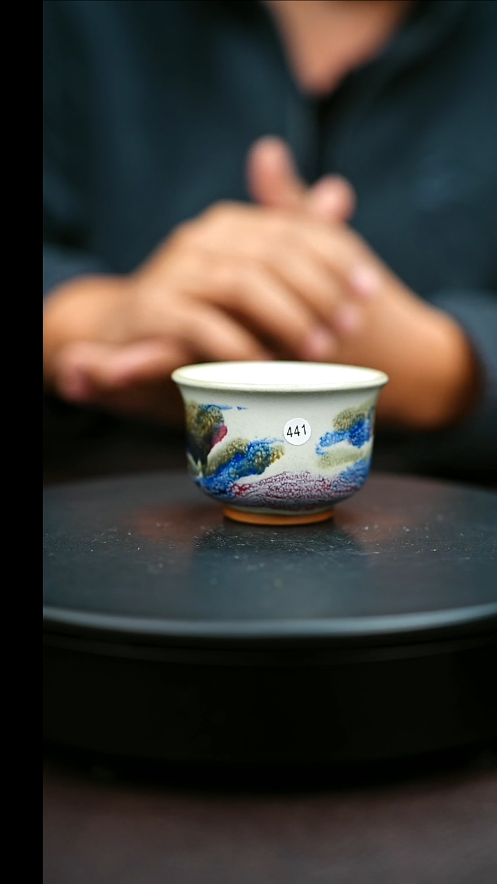 441#原矿钧瓷炉钧釉山水杯