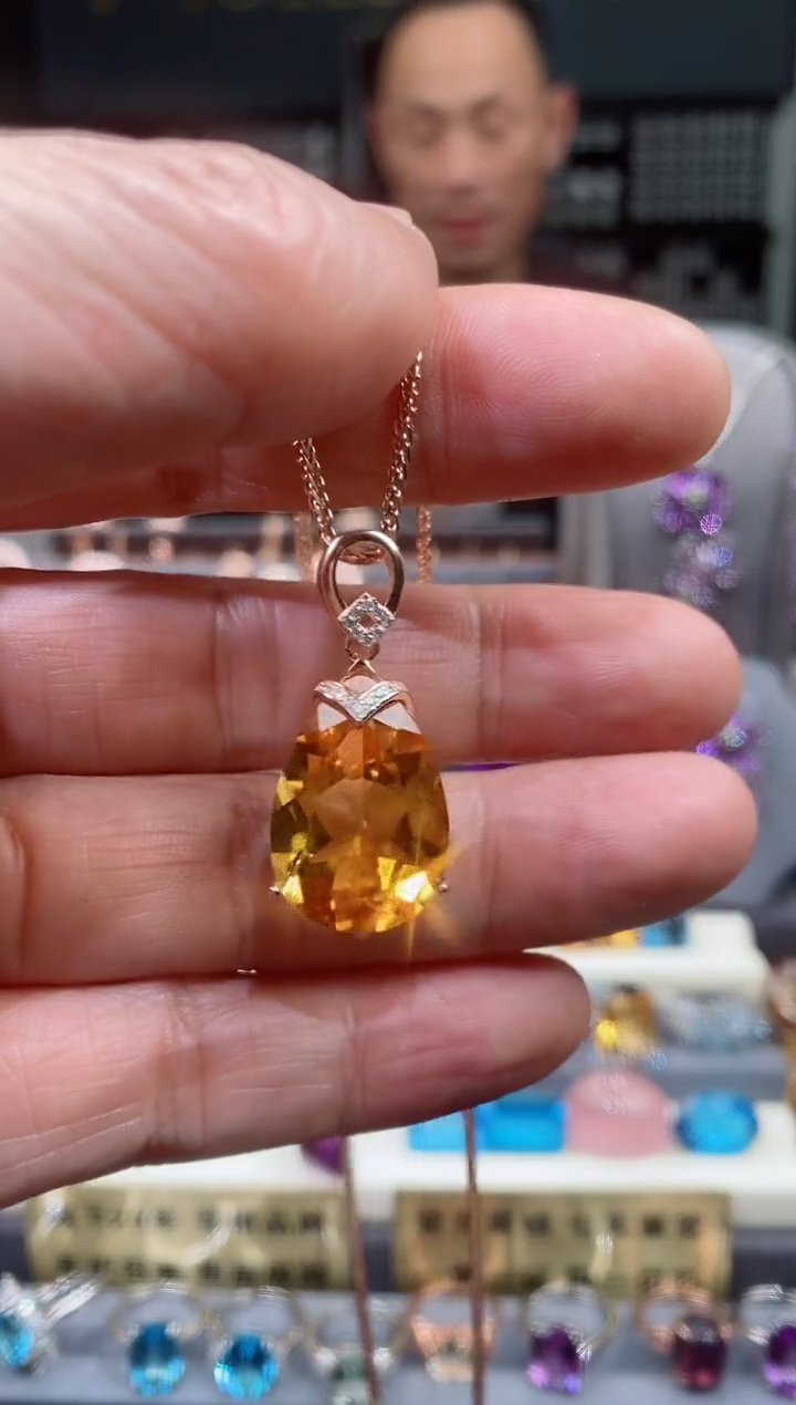 【闪购商品】黄晶吊坠银S925镶嵌黄晶吊坠