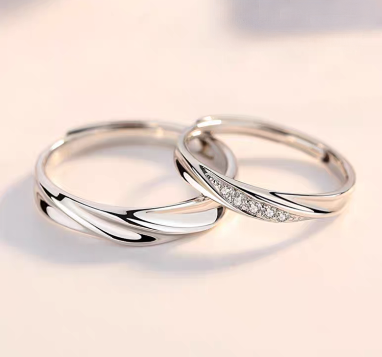 足银戒指 （莫比乌斯情侣戒）循环正品纯银简约时尚男女对戒520礼物