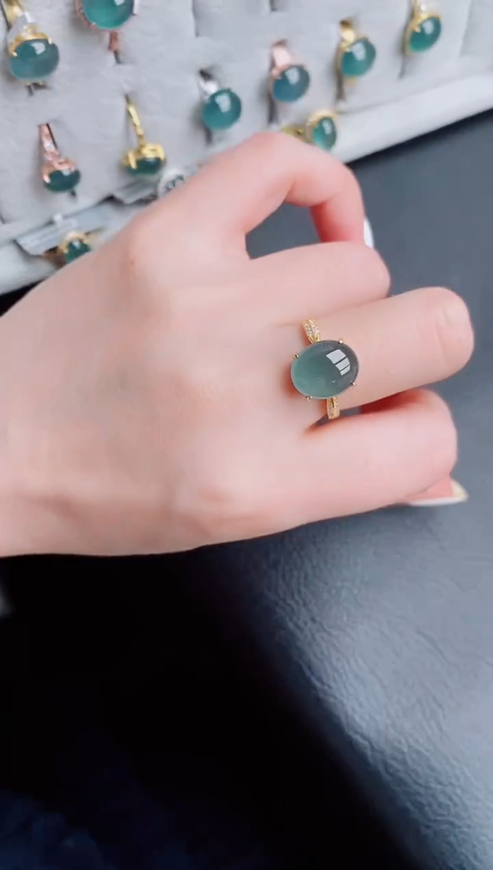 【闪购商品】翡翠戒指银S925镶嵌天然a货翡翠322