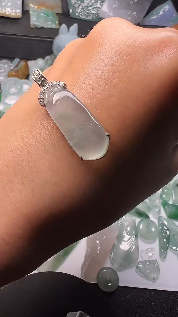 银S925镶嵌定制翡翠天然A货翡翠