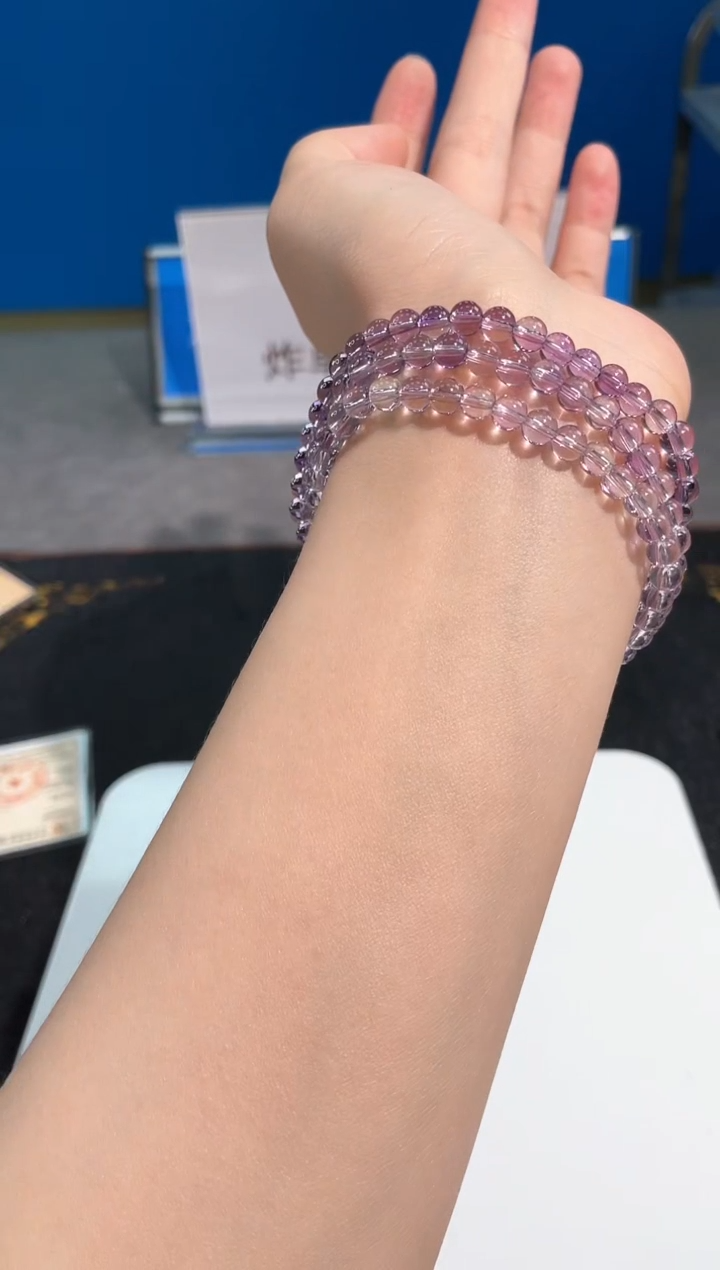 水晶手链未镶嵌51号玻利维亚紫水三圈5mm