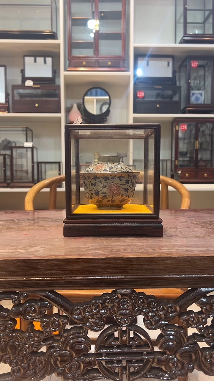 红酸枝木类木头款1*3647玻璃罩