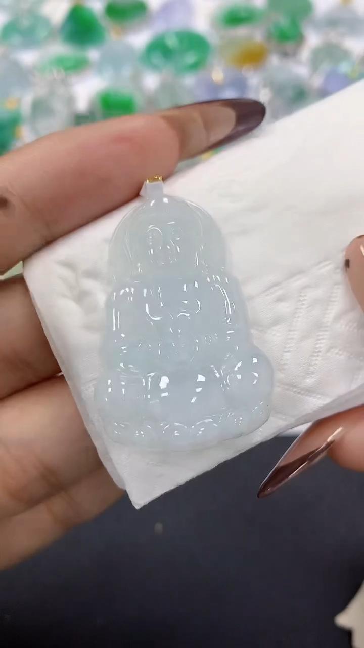 颈饰18K金镶嵌翡翠a货假一赔三支持复检百元上9元证书费自理