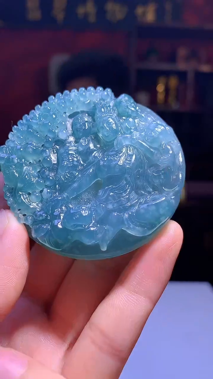 【闪购商品】定制翡翠未镶嵌1002hm-毛货挂件(赠珠链）42