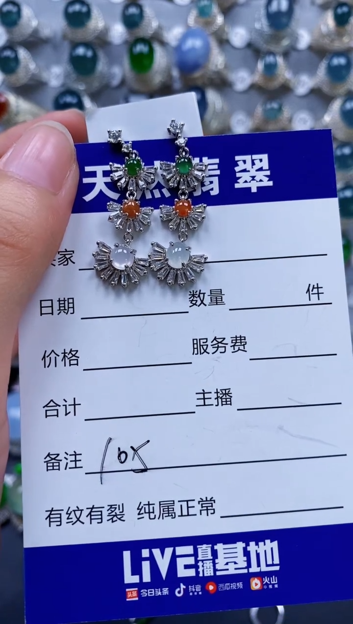 翡翠银S925镶嵌耳饰0105