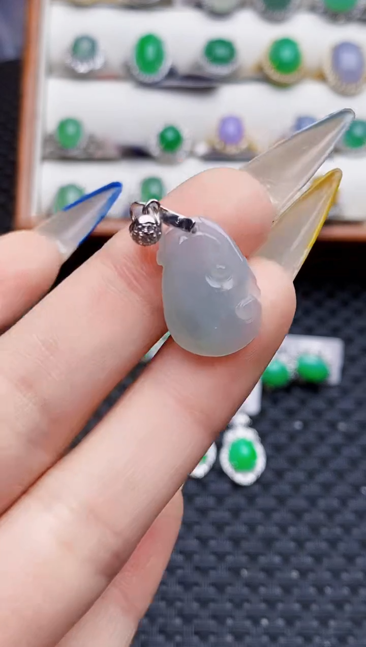 银S925镶嵌戒指翡翠6714