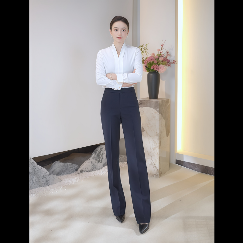 高端西装裤女2025新款秋冬中厚款休闲窄版阔腿裤通勤职业烟管裤
