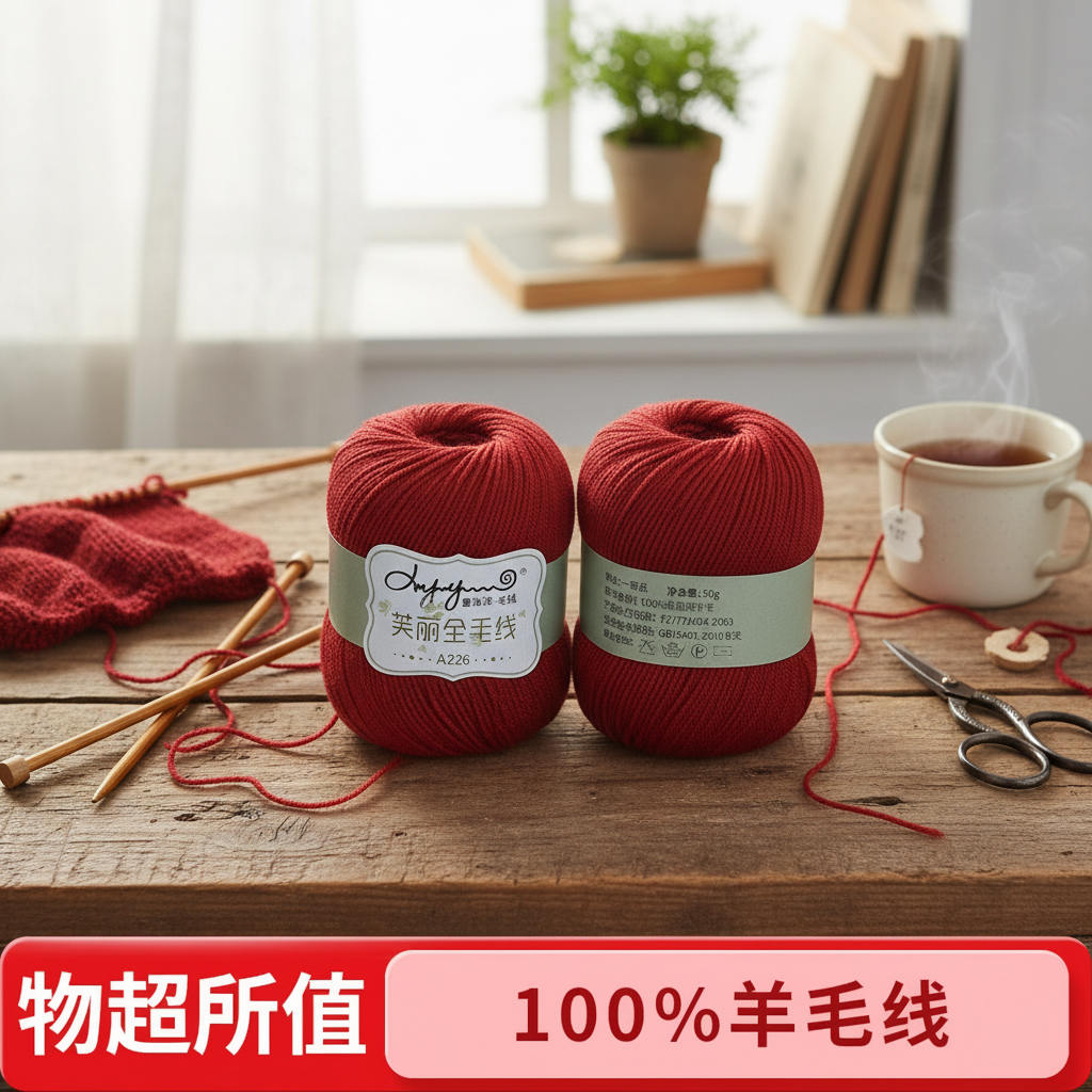 A226 喜洋洋100%美利奴羊毛线 中粗线 一团50克