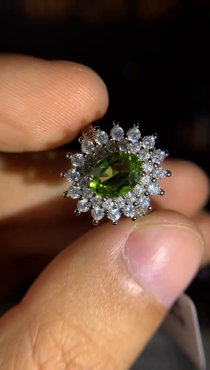 【闪购商品】橄榄石戒指合金天然