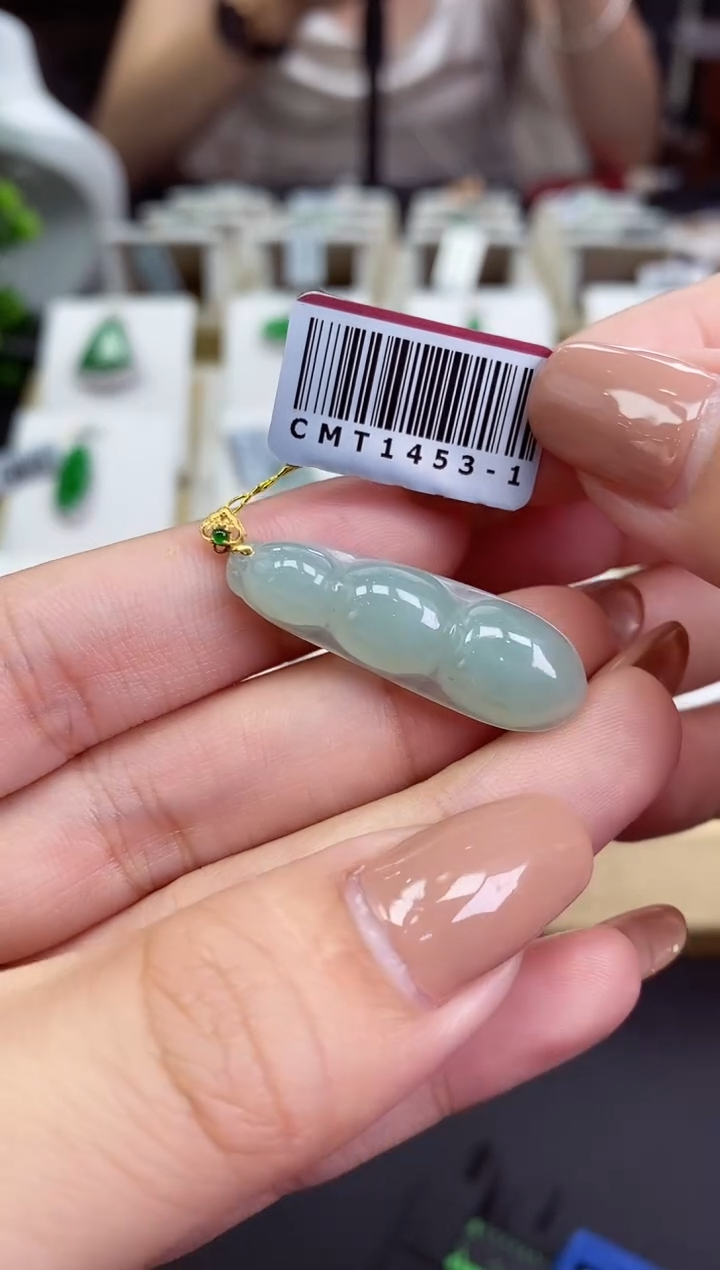 翡翠18K金镶嵌吊坠(不含链)豆子多样性发其一@@CMT1453-1