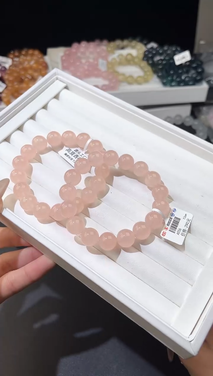 【闪购商品】水晶手链未镶嵌多样性发一西柚粉12mm