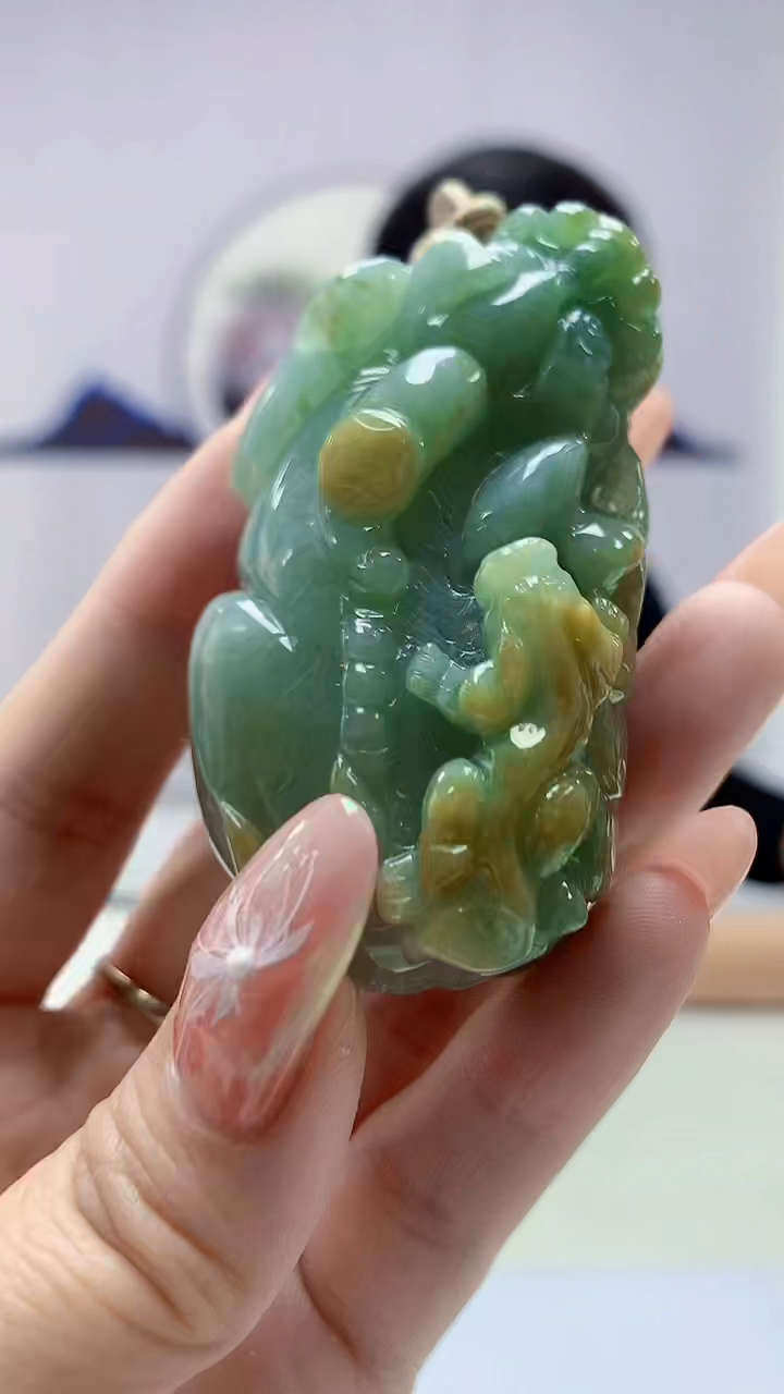 【闪购商品】定制翡翠未镶嵌4917DD-毛货挂件貔貅60