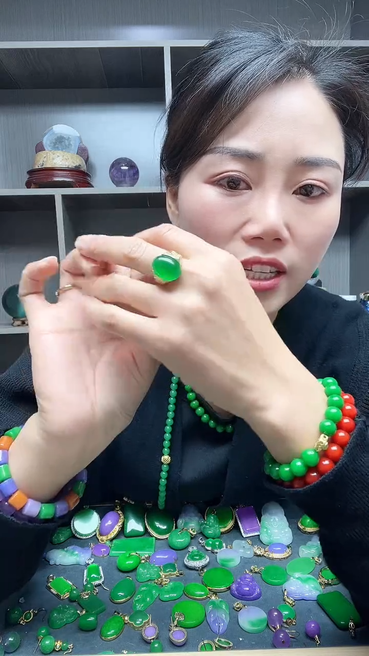 【闪购商品】翡翠戒指14K金镶嵌戒指