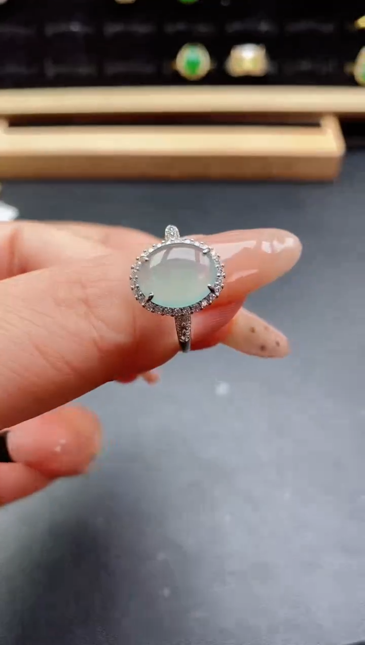 银S925镶嵌戒指翡翠1