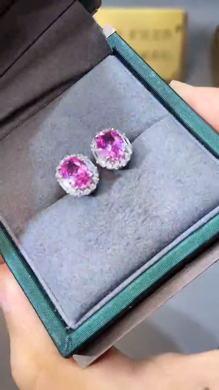 【闪购商品】彩色蓝宝石耳饰银S925镶嵌354