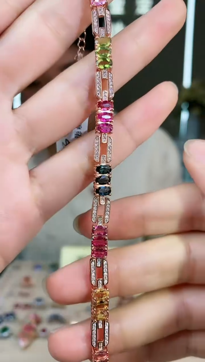 【闪购商品】碧玺手链银S925镶嵌手链