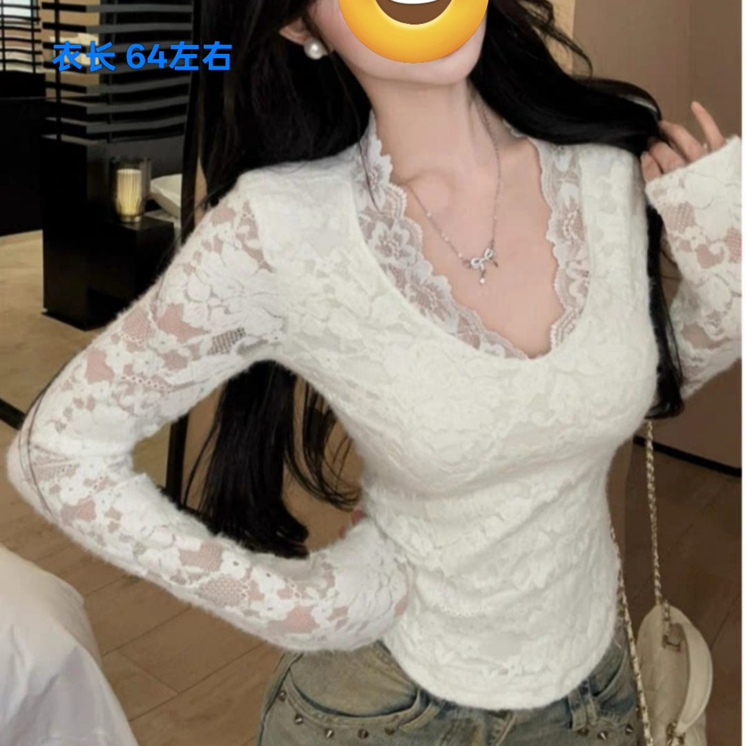 87168大码女装新款蕾丝捏褶显瘦T