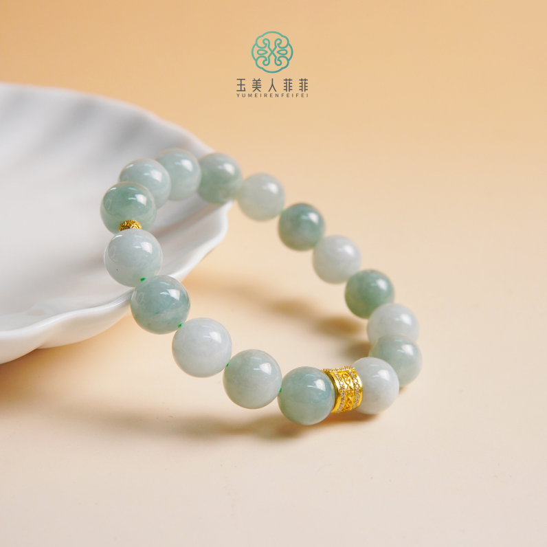 石惑珠宝·翡翠单圈圆珠手串约11mm+#多样性发一