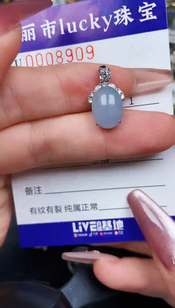 翡翠银S925镶嵌颈饰8909