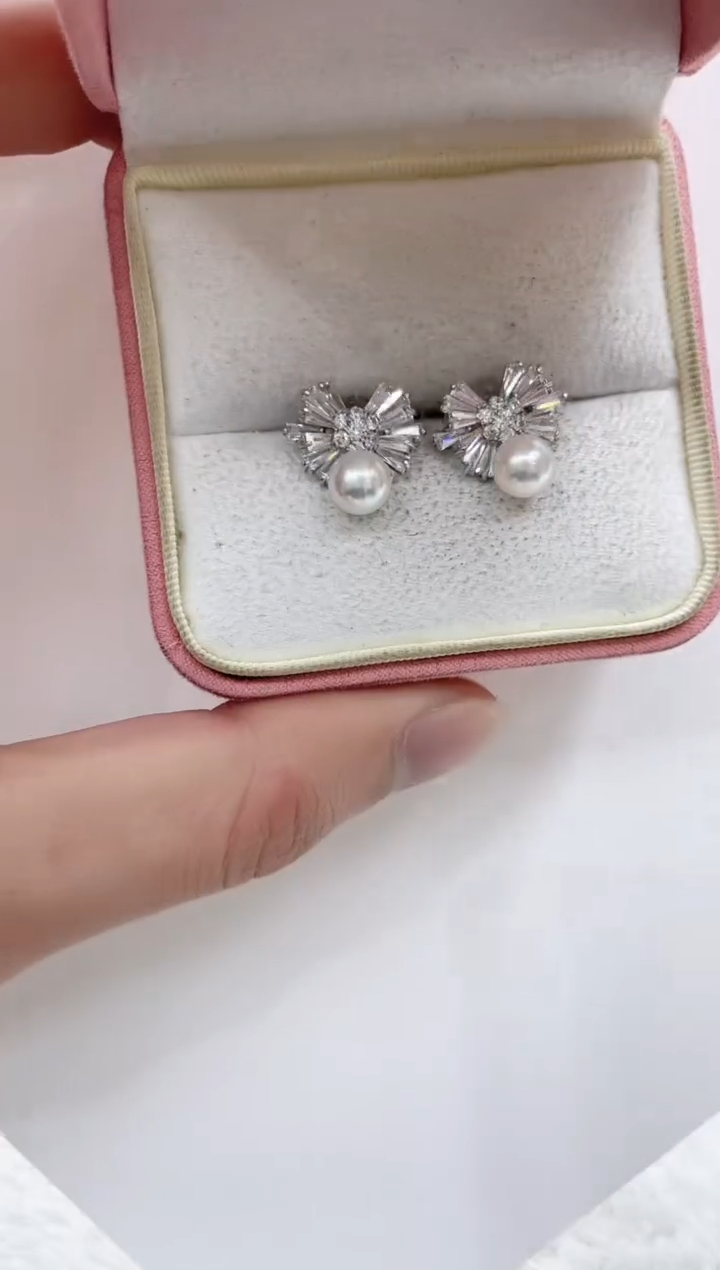 【闪购商品】海水珍珠耳饰银S925镶嵌海水珍珠耳饰