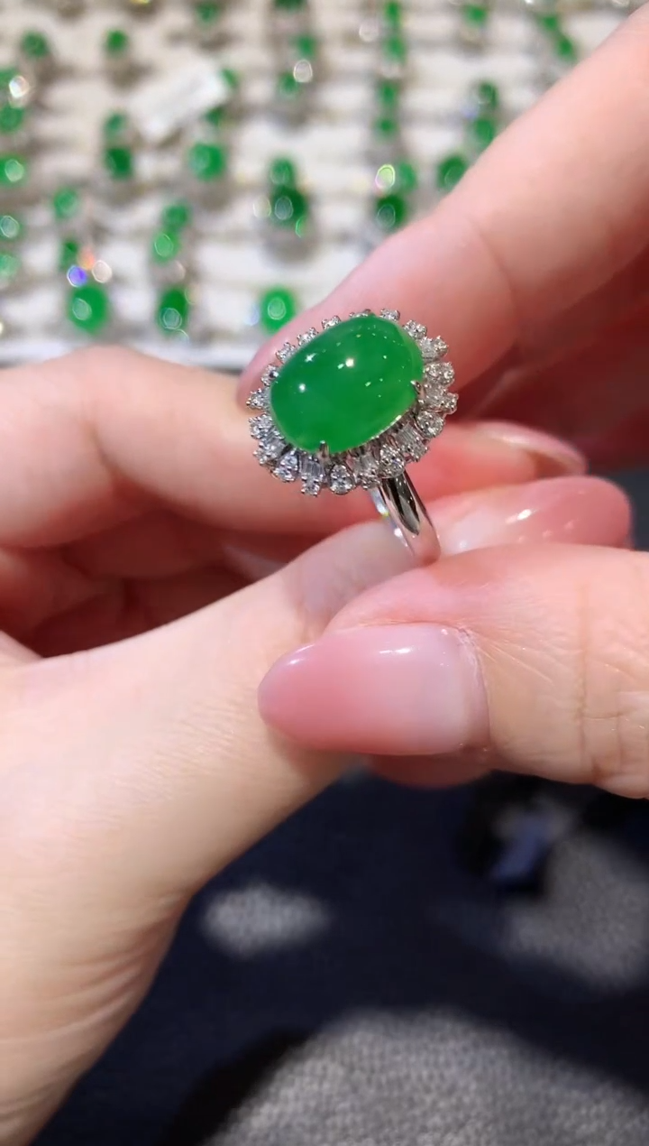 【闪购商品】翡翠戒指18K金镶嵌A43 翡翠