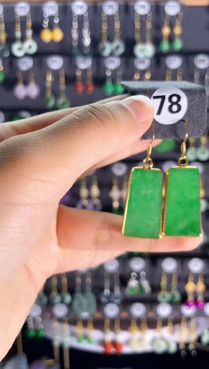 【闪购商品】翡翠耳饰银S925镶嵌78