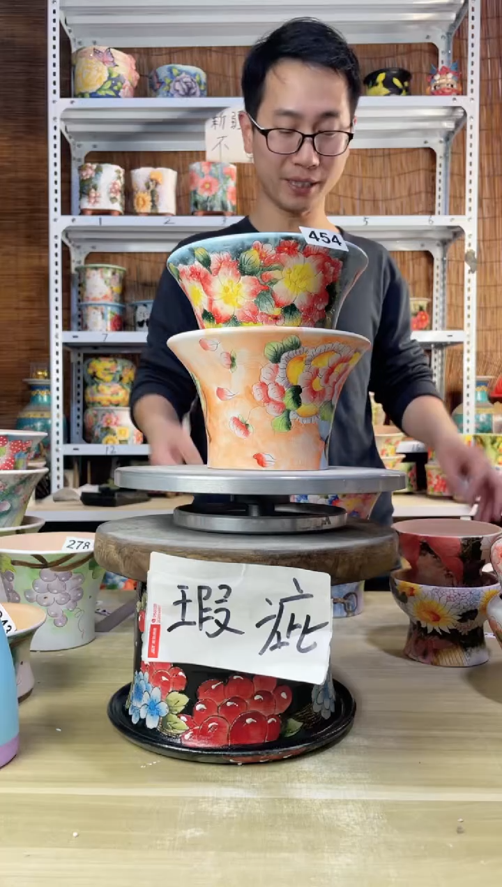 【闪购商品】摆件454陶花岛多肉陶瓷花盆罐——微瑕